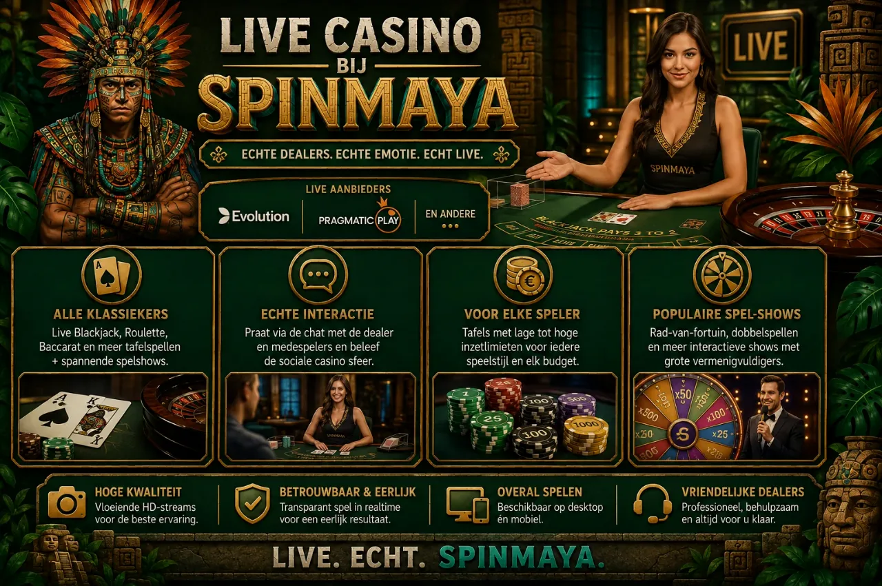 Live casino tafel met echte dealer in een studio